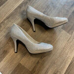 Silver Slipper Mirage Rhinestone Heels Size 8